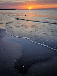 Scenic view of sea during sunset