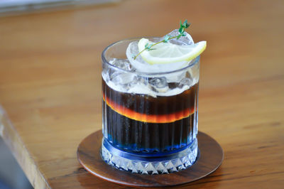 Close-up of drink in glass on table