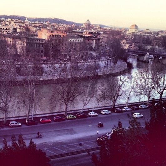 transportation, mode of transport, car, tree, architecture, land vehicle, built structure, building exterior, city, high angle view, road, bare tree, bridge - man made structure, on the move, street, travel, traffic, public transportation, connection, river