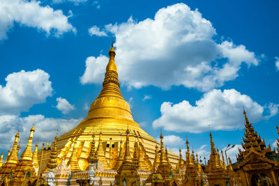 Low angle view of pagoda against sky