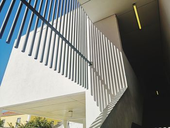 Low angle view of illuminated staircase in building