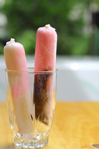 Close-up of ice cream in drinking glass