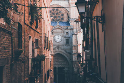 Low angle view of old buildings in city