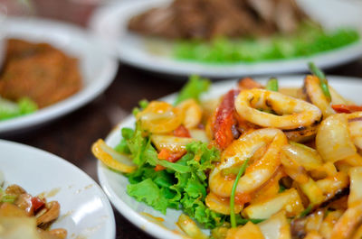 Close-up of meal served in plate