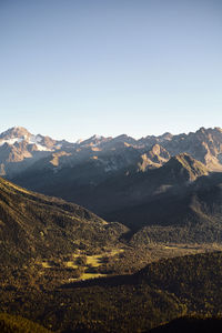 Scenic view of mountains against clear sky