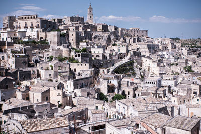 High angle view of buildings in city