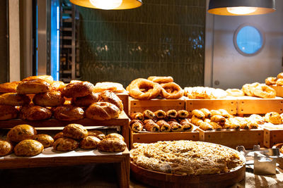 High angle view of donuts