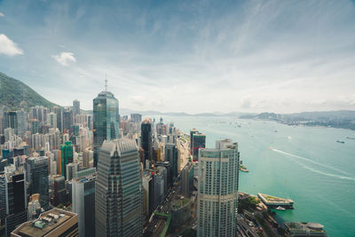 Aerial view of buildings in city