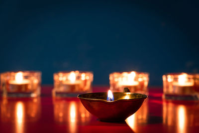 Close-up of illuminated candle