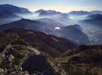 Scenic view of mountains against sky