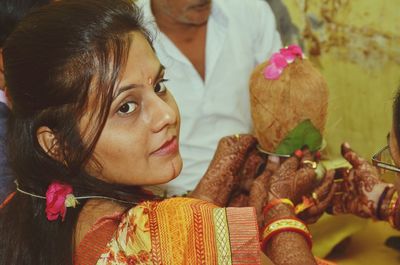 Portrait of bride during wedding ceremony