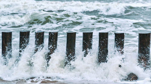 Close-up of splashing water in sea