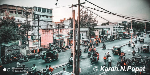 High angle view of cars on city street