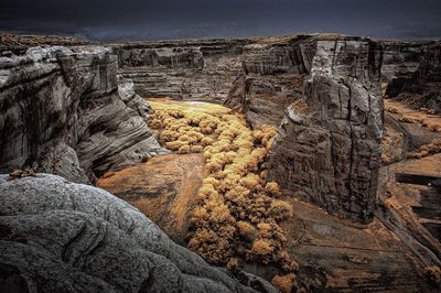 High angle view of rock formations at canyon de chelly national monument