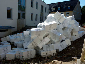 Stack of garbage outside building