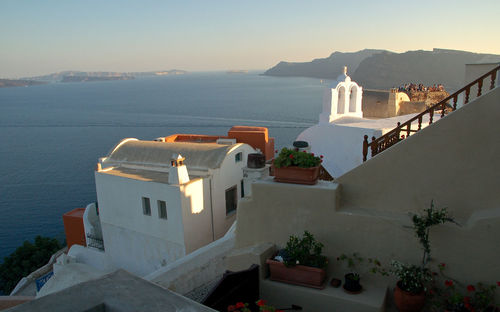 Scenic view of sea seen from santorini during sunset