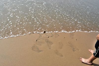 High angle view of people on beach