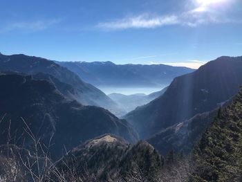 Scenic view of mountains against sky