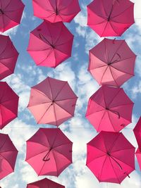Full frame shot of pink umbrellas decoration
