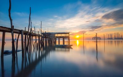 Scenic view of sea against sky during sunset