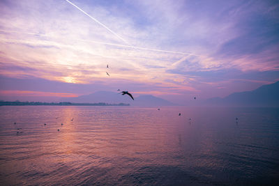 Scenic view of sea against sky during sunset