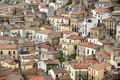 High angle view of buildings in city