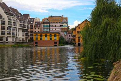 River amidst buildings against sky