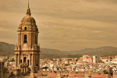 High angle view of buildings in city