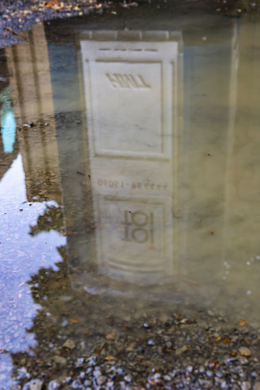 CLOSE-UP OF REFLECTION IN PUDDLE