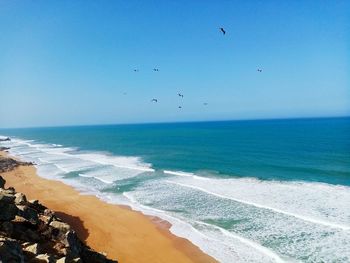 Scenic view of sea against clear sky