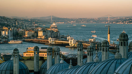 High angle view of buildings in city