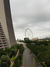 View of city against cloudy sky