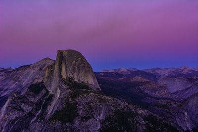 Scenic view of mountains against sky during sunset