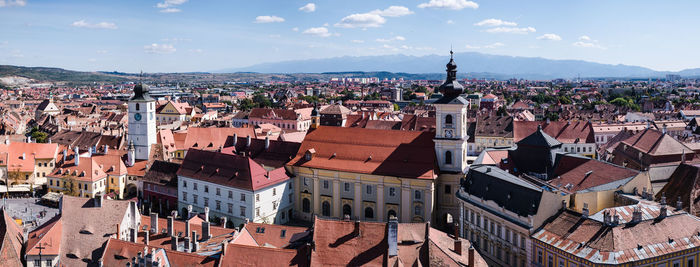 High angle view of townscape against sky