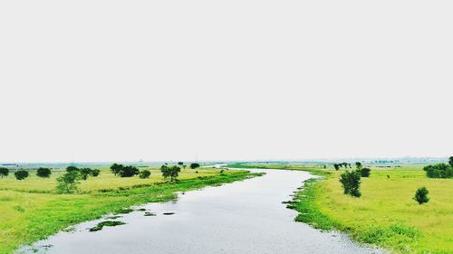 Scenic view of land against clear sky