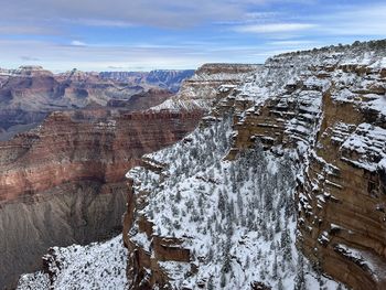 This picture was taken while embarking on a snowy uphill hike through the grand canyon in january. 