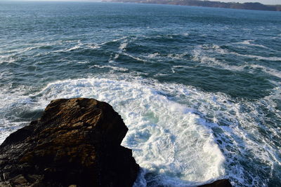 High angle view of sea waves