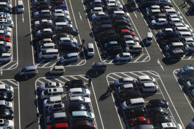 Directly above shot of cars at parking lot