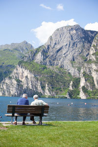 Scenic view of lake and mountains