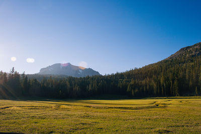 Scenic view of landscape against clear sky