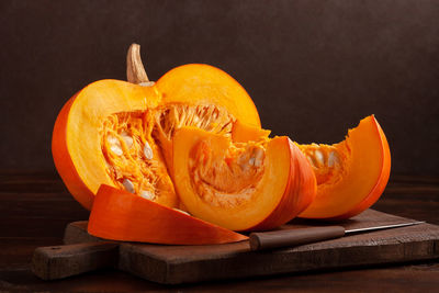 Close-up of pumpkin on table