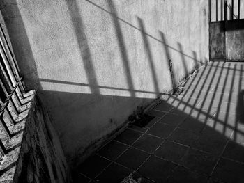 High angle view of staircase by building