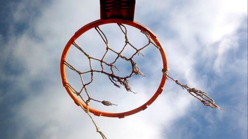 Low angle view of basketball hoop