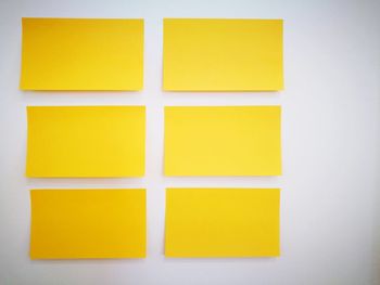 Close-up of yellow papers