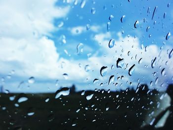 Close-up of water drops on glass