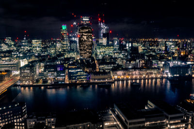 Illuminated city at night