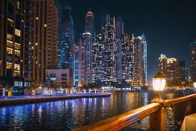 Illuminated city at night