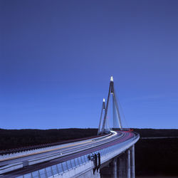 Suspension bridge at dusk