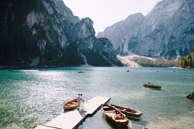 Scenic view of lake against mountains