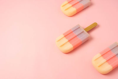 High angle view of candies on table